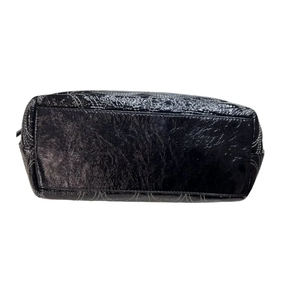 Coach Large Signature Black Patent Leather Shoulder Handbag - Picture 4 of 10